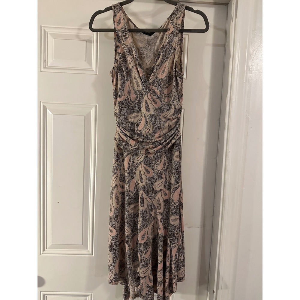 BCBG Max Azria Ruched Dress Paisley Print XS - Y2K Style